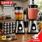 Liquidificador Multiuso Lumax Pro™ Com 2 Jarras de Vidro + BRINDE Porta Tempero Vertical 16 Potes - COMPRE 1 LEVE 2